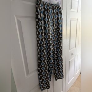 Geometric Patterned Pants in Blue and Green